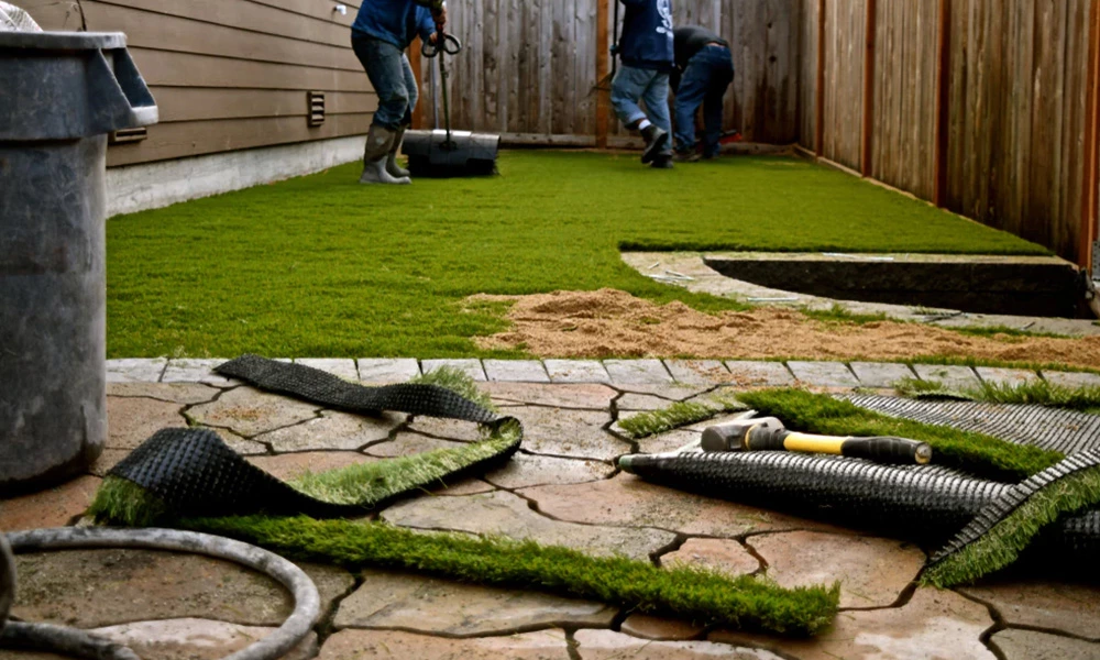 How do you join landscaping grass without tape?