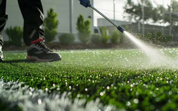 Does water stay on artificial grass?